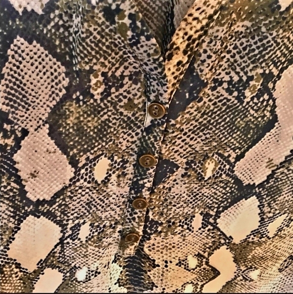 A.N.A. Snakeskin Print Sheer Henley Blouse Women's Small S Flowy Lightweight Top - Picture 3 of 6